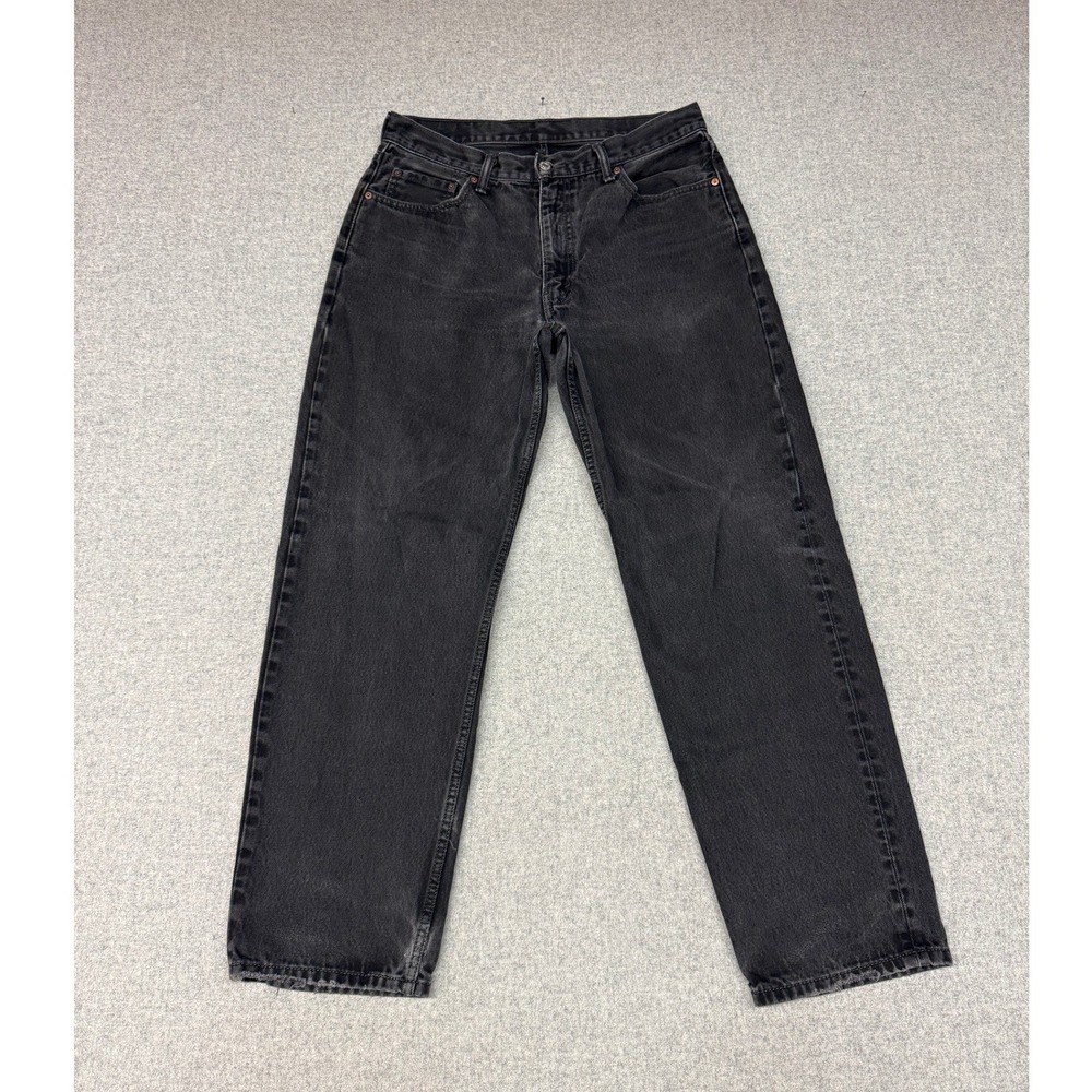 Levi's 505 Regular Fit Jeans 34x32 Black Denim Straight Leg Pants 5-Pocket Cotto
